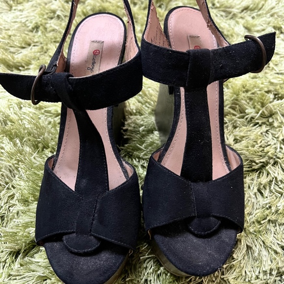 Black Suede Wedges - Picture 6 of 7